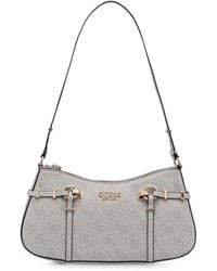 Guess - Leona Logo-Print Buckle-Detail Shoulder Bag - Lyst