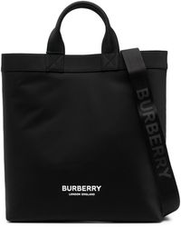 Burberry Sac cabas à plaque logo - Noir