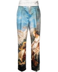 Roberto Cavalli - Painting-print Silk Tailored Trousers - Lyst