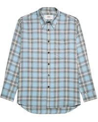 Ami Paris - Long-Sleeved Checkered Knitted Shirt - Lyst