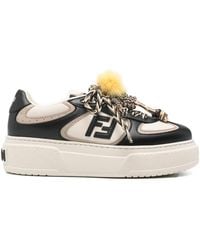 Fendi - Baskets Plateforme À Plaque Logo - Lyst
