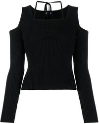 Versace Jeans Couture - Open-Shoulder Ribbed Jumper - Lyst