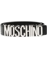 Moschino - Logo-Lettering Leather Loafers - Lyst