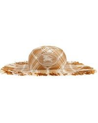 Burberry - Knight Stamp Raffia-Effect Sun Hat - Lyst