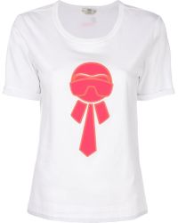 Fendi Karlito-appliqué T-shirt - White