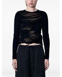 MM6 by Maison Martin Margiela - Distressed Crew-Neck Sweater - Lyst
