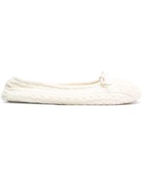 N.Peal Cashmere Cable Knit Slippers - White
