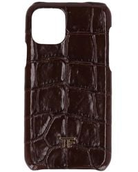 Tom Ford - Logo-Plaque Croc-Effect Leather Phone Case - Lyst