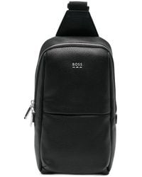BOSS - Ray Pebbled-Texture Logo-Plaque Messenger Bag - Lyst