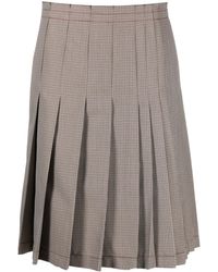 Marni - Check-Print Pleated Midi Skirt - Lyst