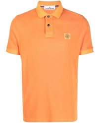 Stone Island - Orange Pigment Dyed Slim Fit Polo Shirt - Lyst