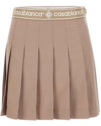 CASABLANCA - Pleated Logo-Waistband Mini Skirt - Lyst