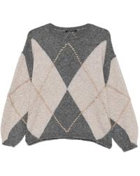 Luisa Cerano - Argyle-Patterned Whipstitch-Trim Sweater - Lyst