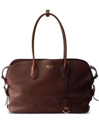 Prada - Large Signet Leather Tote Bag - Lyst