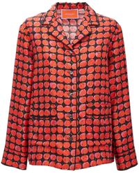 La DoubleJ - Cherry-Print Silk Pyjama Set - Lyst