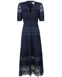 Saloni - Lea Lace-Panel Dress - Lyst