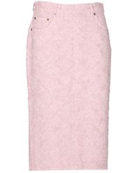 Haikure - Denim Midi-Rok Met Kant - Lyst