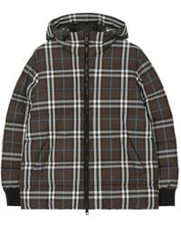 Burberry - Geruit Donsjack Met Capuchon - Lyst