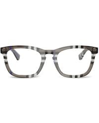 Burberry - Check-Pattern Square-Frame Glasses - Lyst