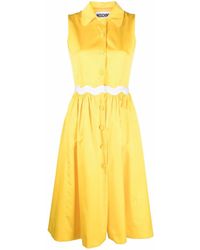 Moschino - Belted Button-Up Midi Dress - Lyst