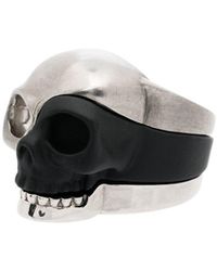 Alexander McQueen Ring Met Doodskop Motief - Zwart