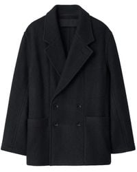 Lemaire - Manteau Court À Boutonnière Croisée En Laine Feutrée Et Alpaga - Lyst