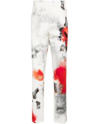 Alexander McQueen - Blotch-print Slim-fit Trousers - Lyst