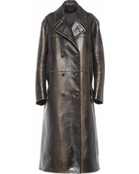 Prada - Double-breasted Leather Coat - Lyst