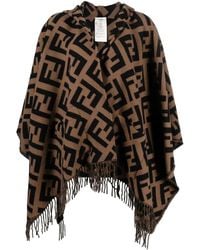 Fendi - Poncho With Cashmere Capp Accessories - Lyst