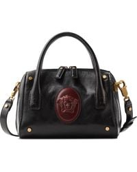 Versace - Roomy Small Leather Boston Bag - Lyst