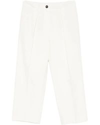 Brunello Cucinelli - Cropped Cotton Trousers - Lyst