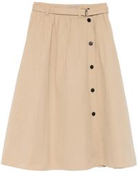 Prada - Midi-Rok Met Knopen En Ceintuur - Lyst