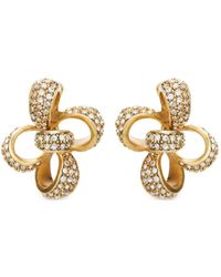 Oscar de la Renta - Large Clover Crystal-embellished Clip-on Earrings - Lyst