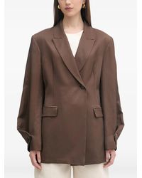Haveone - Blazer Boutonné À Manches Bouffantes - Lyst
