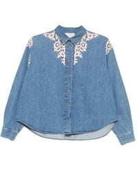 forte_forte - Embroidered-Yoke Denim Shirt - Lyst