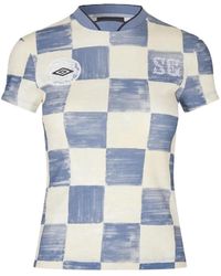 Stine Goya - T-Shirt En Coton Biologique À Motif À Carreaux Et Écusson Logo X Umbro - Lyst