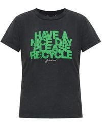 Ganni - Slogan-Print T-Shirt - Lyst