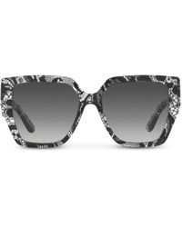 Dolce & Gabbana - Lace-Print Square-Frame Sunglasses - Lyst