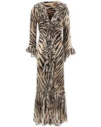 RIXO London - Provence Tiger-Print Ruffled Maxi Dress - Lyst