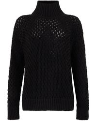 Moorer - Open-Knit High-Neck Sweater - Lyst
