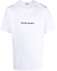 MSGM - Slogan-Print Cotton T-Shirt - Lyst