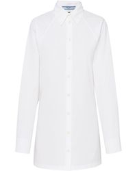 Prada - Logo-appliqué Cut-out Cotton Shirtdress - Lyst