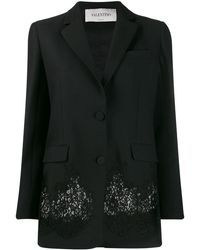 Valentino Lace Panel Blazer - Black