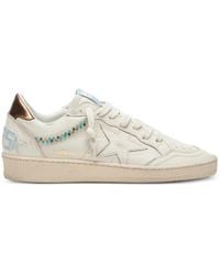 Golden Goose - Ball Star Nappa-Upper With Embroidery-Beads Nappa-Star And Spur Metallic-Heel Sneakers - Lyst