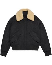 Ami Paris - Shearling-collar Wool Bomber Jacket - Lyst