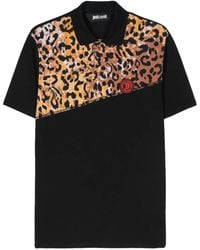 Just Cavalli - Leopard-Print Logo-Detail Polo Shirt - Lyst