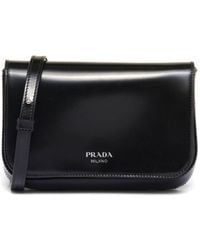 Prada - Logo-stamp Brushed Leather Bag - Lyst