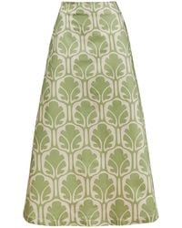 La DoubleJ - Mid-Rise Printed Midi A-Line Skirt - Lyst