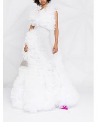 Loulou Ruffled Tulle Gown - White