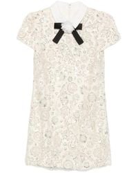 Self-Portrait - Sequin-Embellished Bow-Detail Mini Dress - Lyst